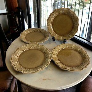 The Pioneer Woman Salad Plates 8" PAIGE Amber Crackled Scalloped Set of 4